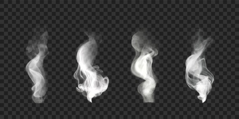 Fototapeta Realistic wavy smoke effect. Vector illustration. Swirl cloudy fog, vapor isolated on transparent background obraz