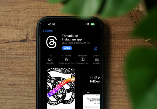 Threads App From Instagram Logo On Iphone App Store Screen