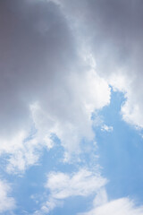 Clouds in the blue sky. Summer blue sky cloud gradient light white background. Beauty clear cloudy in sunshine calm bright winter air bacground. Image of beautiful blue sky.