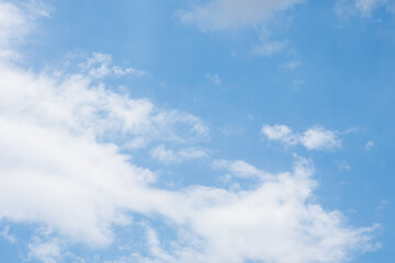 Clouds in the blue sky. Summer blue sky cloud gradient light white background. Beauty clear cloudy in sunshine calm bright winter air bacground. Image of beautiful blue sky.