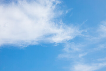 Clouds in the blue sky. Summer blue sky cloud gradient light white background. Beauty clear cloudy in sunshine calm bright winter air bacground. Image of beautiful blue sky.