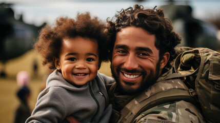Embracing Love: A Soldier's Tender Hug with his Child