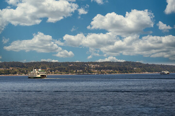 2023-07-03 TWO WASHINGTON STATE FERRIES ON THE PUGET SOUND MAKING RUNS BETWEEN MUKILETO AND WHIDBEY...