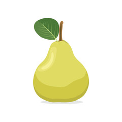 Vector illustration of set of colorful icons pear fruit, whole and cut on white background. Design for textiles, labels, posters, web elements. Green and yellow pear fruit in cartoon flat style