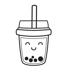 Bubble tea flavors cup design collection, Pearl milk tea, Yummy drinks, Taiwan milk, Boba Bubble Milk Tea silhouette, Vector Illustration