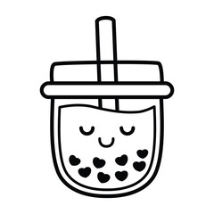 Obraz premium Bubble tea flavors cup design collection, Pearl milk tea, Yummy drinks, Taiwan milk, Boba Bubble Milk Tea silhouette, Vector Illustration