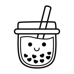 Bubble tea flavors cup design collection, Pearl milk tea, Yummy drinks, Taiwan milk, Boba Bubble Milk Tea silhouette, Vector Illustration