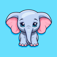 Cute Little Elephant Cartoon: Perfect for Children's T-Shirts, Mugs, and Nursery Decor