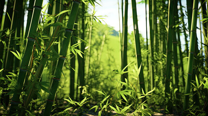 Graceful and Plentiful Green Slices of Tall, Slim Bamboo