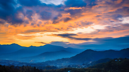 sunrise over the mountains with cloudsbackground 