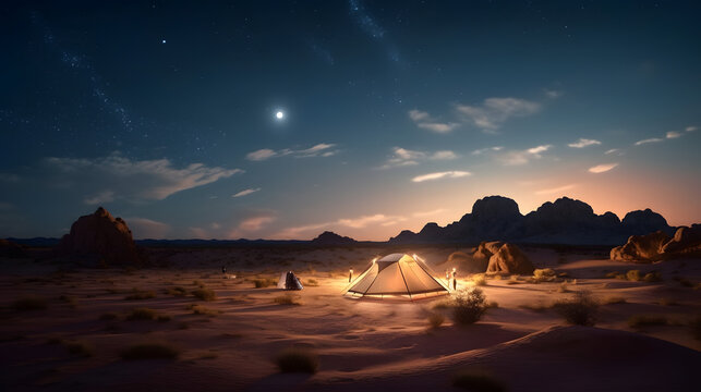 sunset at the desert, night life for Adventurers, background © abood