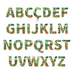 Tropical Alphabet with capital letters