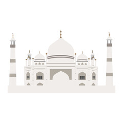 Illustration Of Fatima Zahra Mosque, White mosque . Vector of Mosque Flat Design

