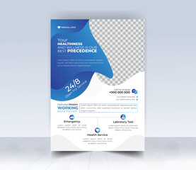Modern Flyer Or Poster design for Medical healthcare service, brochure, annual report, cover template

