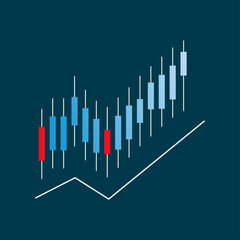 Chart of the trading scale on a dark blue background