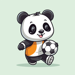 cute panda playing football vector illustration