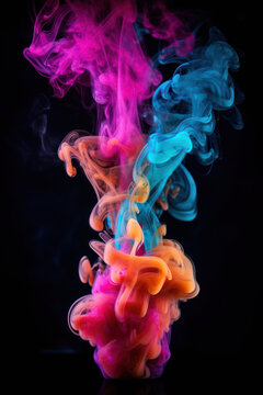 Multicolored smoke  on black background 