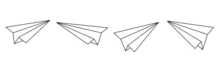 Paper airplane or aeroplane fly set icons