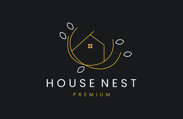 Creative illustration line nest house luxury logo vector