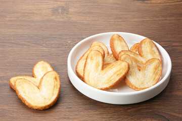Butterfly Puff Pastry or Palmier Cookies with heart shape
