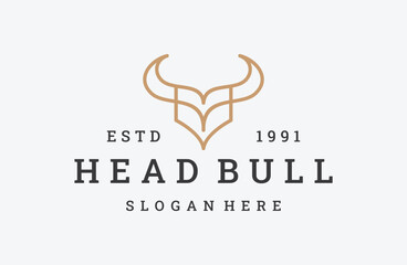 Head bull logo vector icon illustration hipster vintage retro .