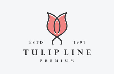 Tulip logo vector icon illustration hipster vintage retro .