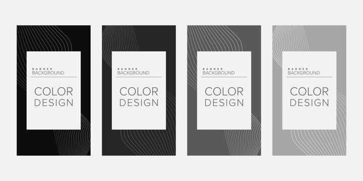 Abstract background banner wave line color design vector, vertical banner set