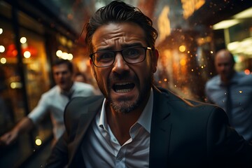 Fototapeta premium 打ち合わせに遅れそうで急ぐビジネスマン with generative ai