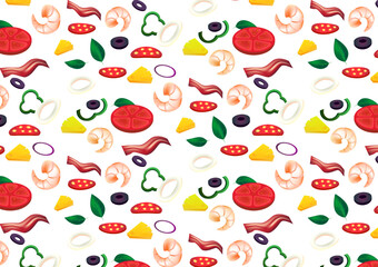 On top pizza pattern. Vector design.