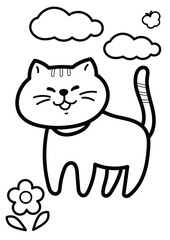 かわいい猫の線画イラスト素材