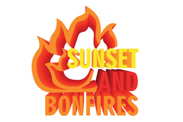3D Summer Quotes Design - Sunset And Bonfire