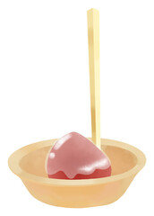 水彩で描いた杏飴のイラスト／Illustration of apricot candy painted by watercolor