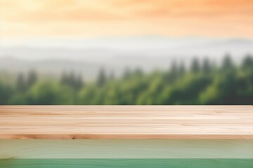 wooden table top with a blurred background