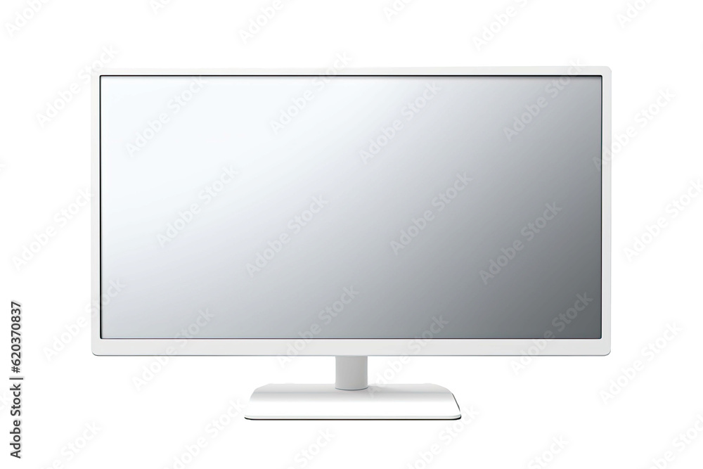 Poster a monitor mock-up made of white clay is shown on a transparent background. it is a template made of 