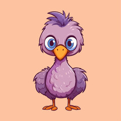 Cute Emu and Ostrich Cartoon Characters: Perfect for Children's Products and Wildlife-themed Designs