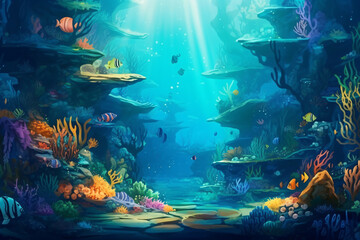 Obraz na płótnie Canvas Under the sea background for video conferencing