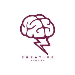 thunder brain or brainstorm logo design vector illustration