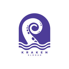 Vintage purple kraken tentacles logo design vector for your band or business