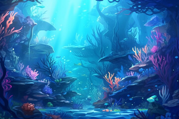 Plakat Under the sea background for video conferencing