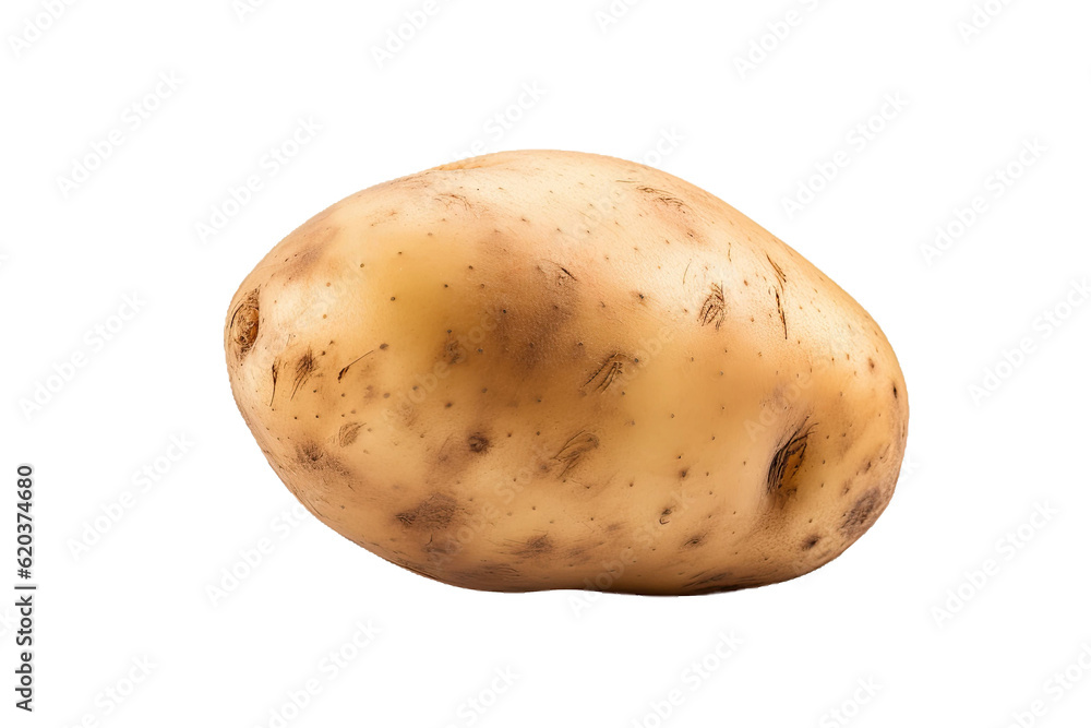 Poster a potato placed alone on a transparent background with a defined outline, allowing for foreground is