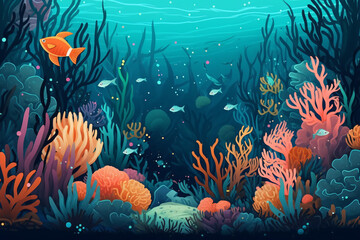 Fototapeta na wymiar Under the sea background for video conferencing