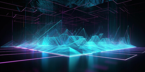 beautiful 3D hologram on a dark background. Generative AI