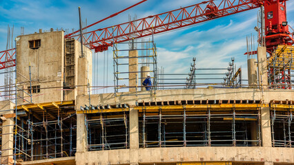 construction in progress on the site of a multistory building