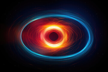 Obraz premium Abstract shining energy lines arranged in a shape of a circle, Generative AI