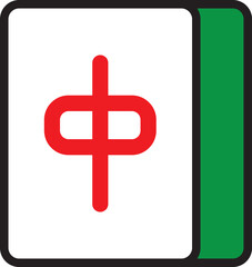 Obraz premium Mahjong Red Dragon Tile Chun cartoon-style icon.