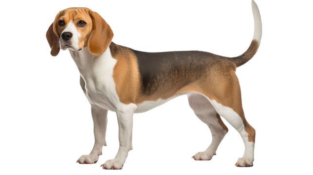 Gorgeous beagle canine with no background on white.