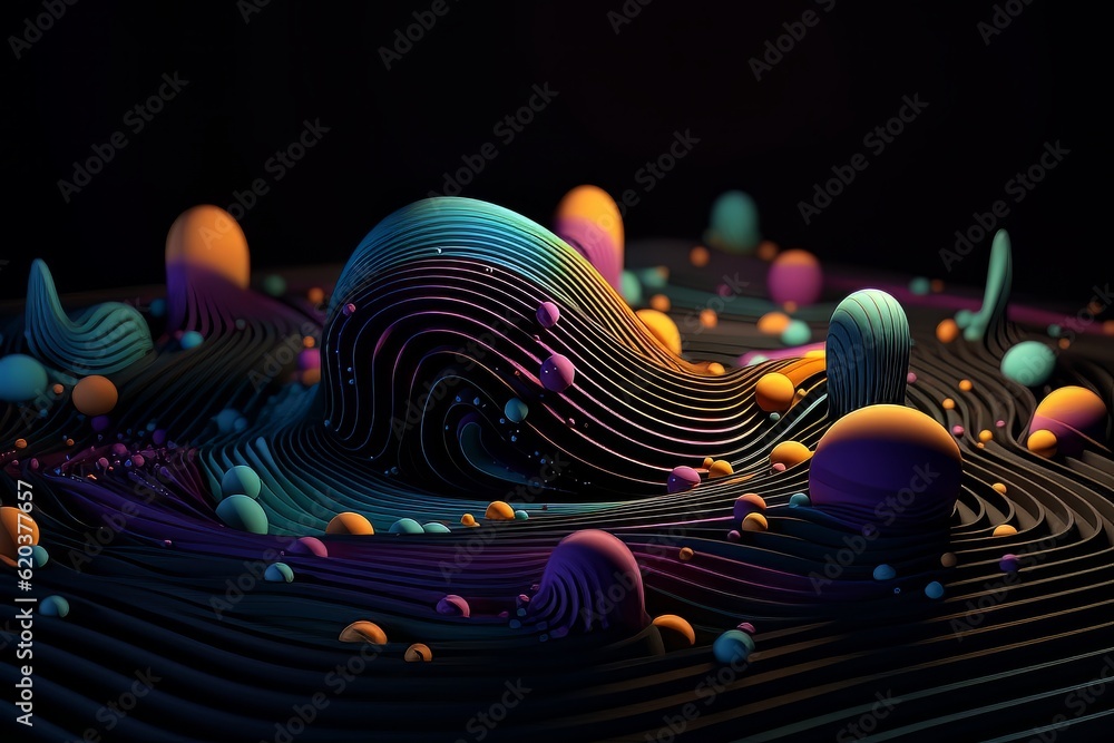 Poster abstract artwork background with spheres and embossed lines ai