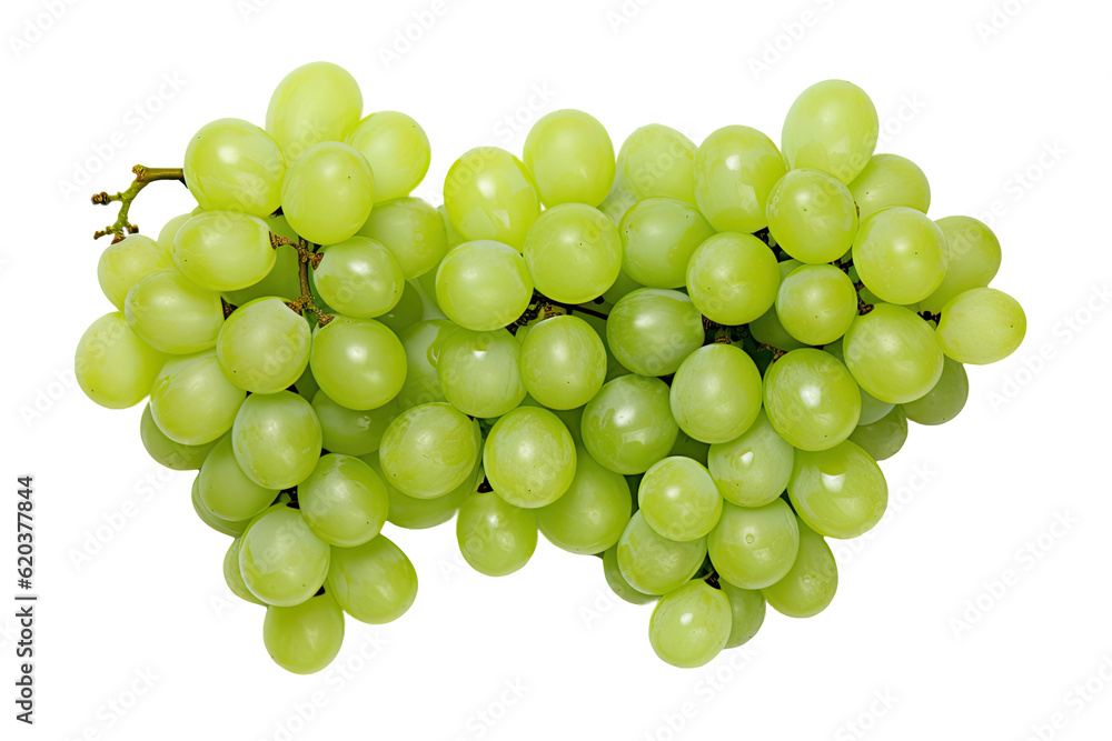 Poster a collection of green grapes arranged neatly on a transparent background.