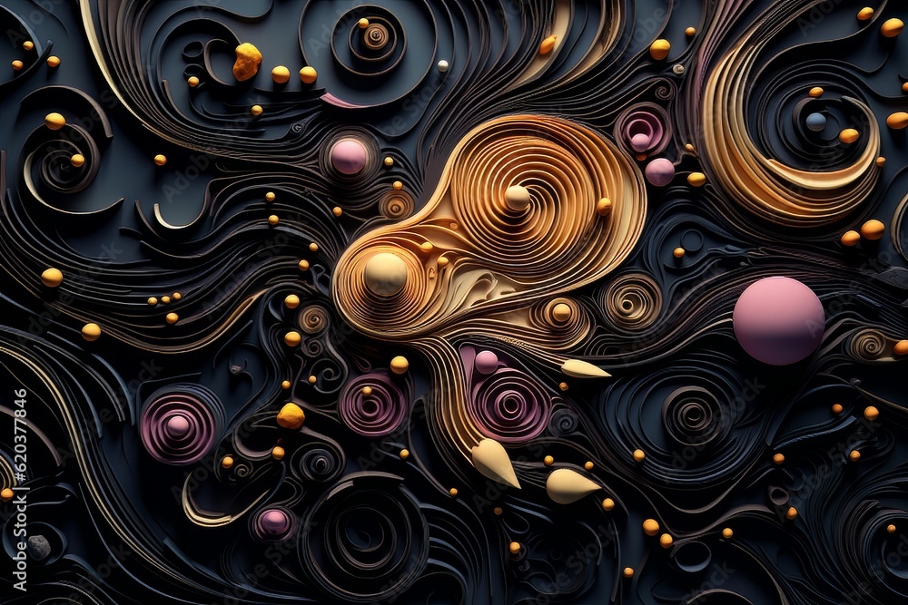 Poster abstract artwork background with spheres and embossed lines ai