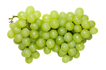 A collection of green grapes arranged neatly on a transparent background.